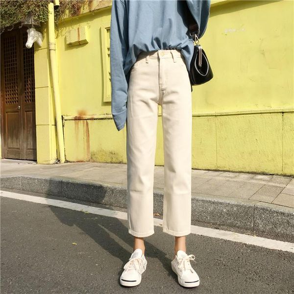 

women's jeans women denim pants girls white crooped design loose, Blue