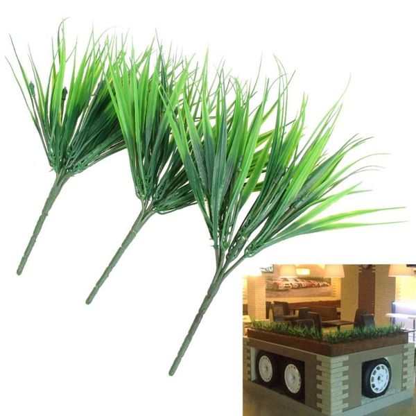 

decorative flowers & wreaths 10pcs/lot 7 fork artificial green plants plastic fresh grass for wedding decoration fish aquarium tank
