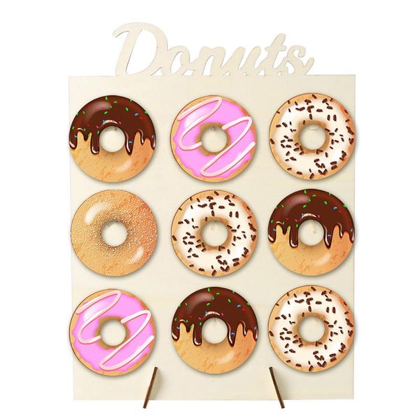 

dishes & plates wooden donut display stand with feet reusable stable handmade for baby shower wedding party supplies lors889