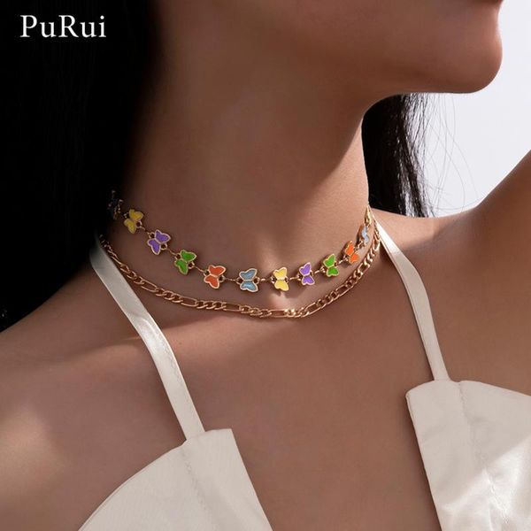 

chokers femme colorful butterfly necklaces for women bohemia necklace 2021 bijoux collar short choker aesthetic jewelry party, Golden;silver
