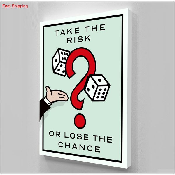 

unframed/take the risk,alec monopoly oil painting, on canvas graffiti art wall decor,office decoration, qylizo dh_seller2010