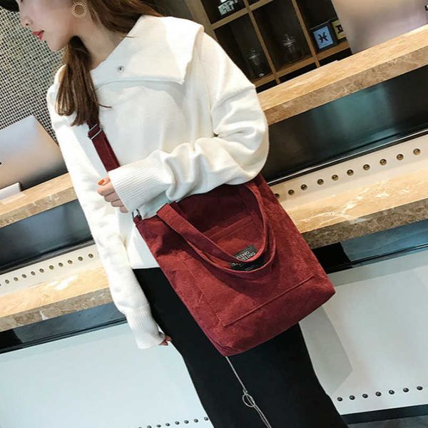 

designer handbags crossbody bag backpack high capacity women corduroy tote ladies casual solid color shoulder foldable reusable shopping bea