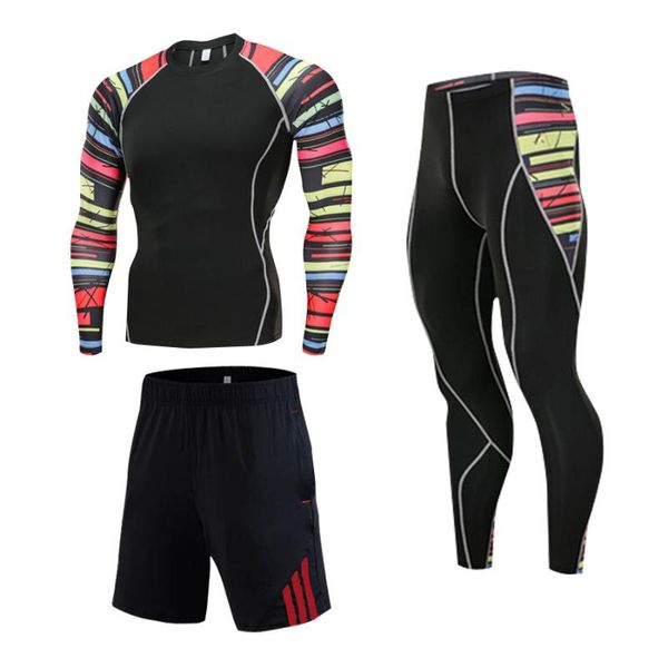 

men's tracksuits compression sport suits quick dry running sets clothes sports joggers training gym fitness, Gray