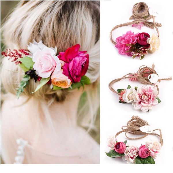 

1pc flowers wedding bride wreath headband women girl floral hairband beach party hair acc jllfvi