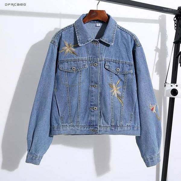 

women's jackets fashion retro denim cowboy coat female autumn loose bf streetwear eembroidered jeans jacket outwear for women1, Black;brown