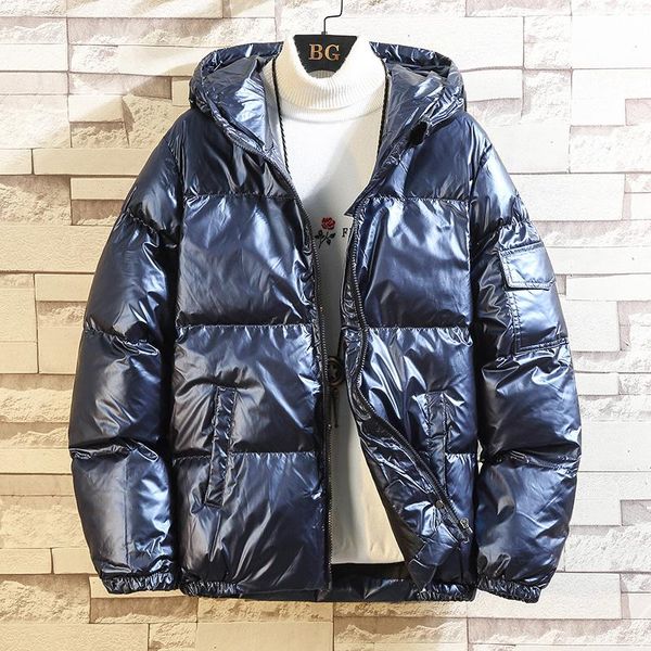 

2021 men down jacket brand clothing casual warm hooded collar coats winter jackets parkas men's windbreakers, Black