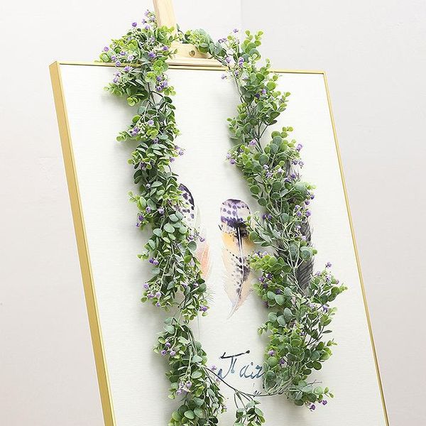 

decorative flowers & wreaths 195cm artificial green plants, eucalyptus leaves, money leaf rattan with flowers,home decoration,wedding scene