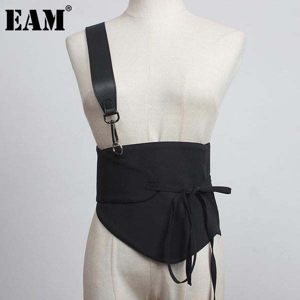 

belts [eam] pu leather long wide black metal button personality belt women fashion tide all-match spring autumn 2021 1dd1740, Black;brown