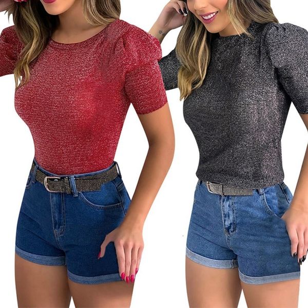 

ny t-shirt around the neck effects color casual style for women summerwear, White