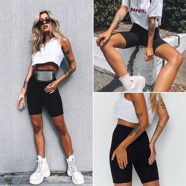 

women's shorts fashion female outdoor exercise cycling bike summer basic black for women sweatpants, White;black