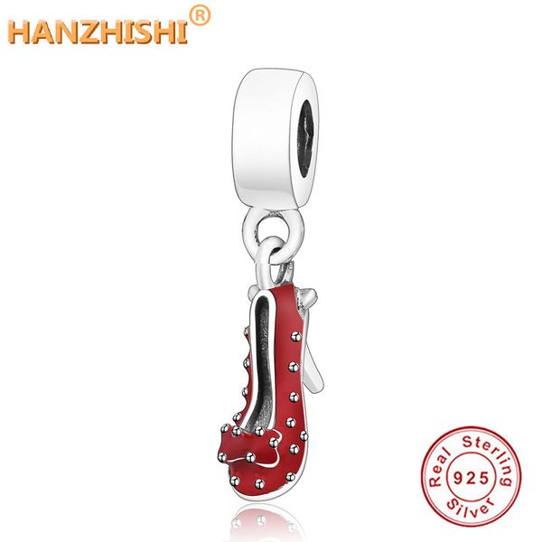 

925 sterling silver high heels shoe pendant charm with mix enamel fits original pandora charms bracelet diy jewelry making q0531, Black