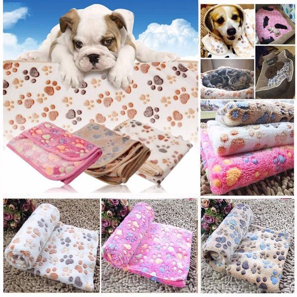

kennels & pens soft pet blanket winter dog cat bed mat foot print warm sleeping mattress small medium dogs cats coral fleece puppy supplies