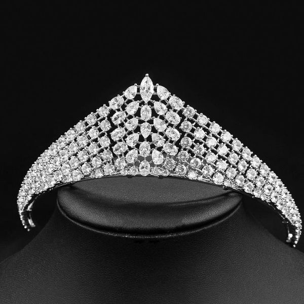 

hair clips & barrettes hibride full cz tiara and crown wedding jewelry headpiece women birthday party bridal accessories de noiva c-02, Golden;silver