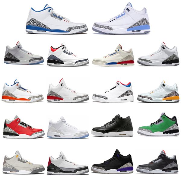 

3 basketball shoes jumpman unc red cement sport blue cool grey court purple tinker knicks rivals breathable sports sneakers size 40-46, Black