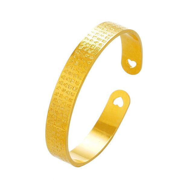 

bangle chinese style retro love heart scripture bracelet wild sutra opening jewelry, Black