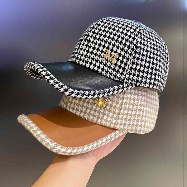 

brand caps autumn and winter hat children ins versatile duck tongue hat women's  standard korean checkered fashion baseball, Blue;gray