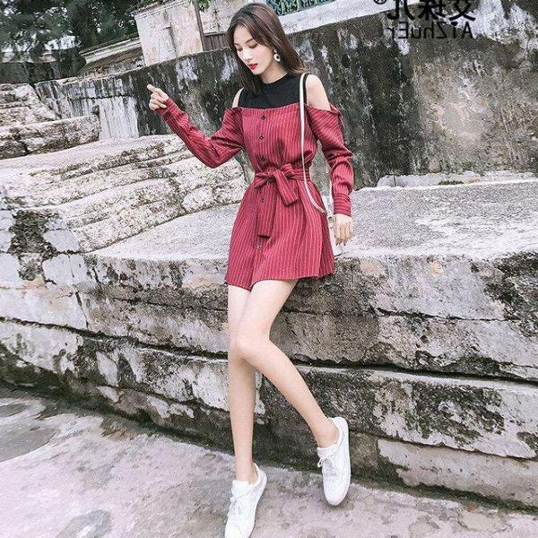 

casual dresses 2021 summer dress cotton stripeshort women off shoulder vintage woman vestidos plus size robe femme, Black;gray
