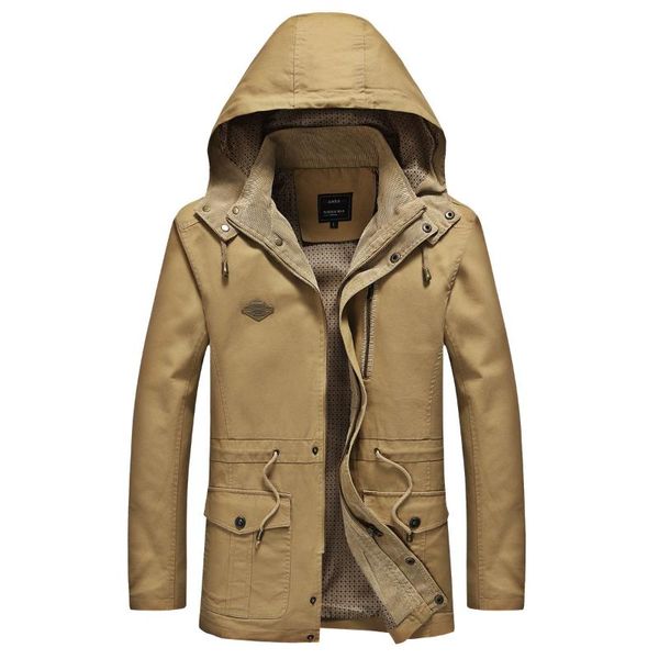 

men's jackets parka hooded jacket autumn winter casual mens cotton long detachable hat warm coat thick windproof waterproof outwear, Black;brown