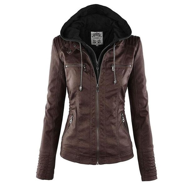 

women's leather & faux xs-7xl gothic pu jacket women hoodies winter autumn motorcycle black outerwear coat