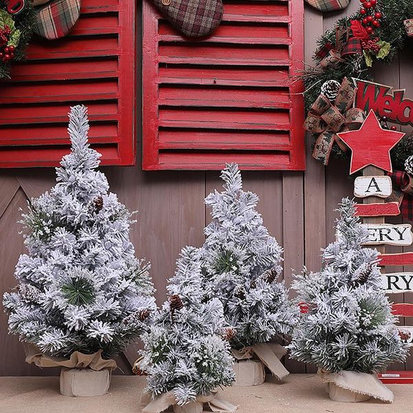 

christmas decorations mini snow pine tree deskdecoration cinnabar pvc shopping mall 30cm festival cedar trees year gift