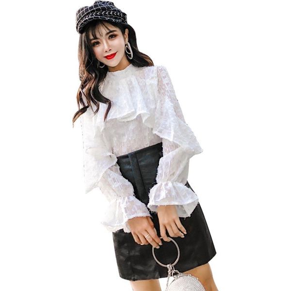 

women's blouses & shirts sweet style lace blouse autumn korean fashion clothing women white shirt blusas femininas elegante lantern sle