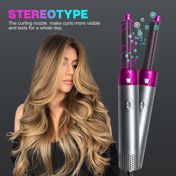 

5 in 1 hair dryer brush professional electric air brush styling tool barber salon household hair curler detachable brush kit