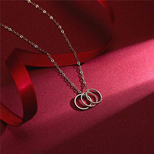 

pendant necklaces happiness boutique 3 circle necklace gold tone pendants geometric design, Silver