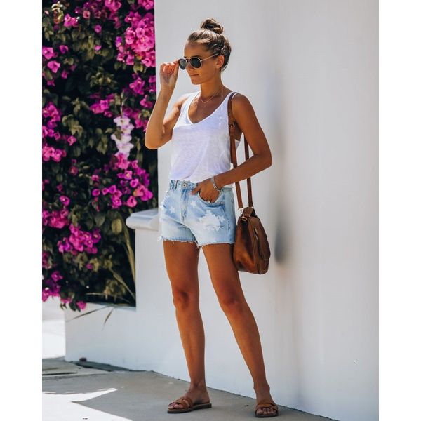 

jeans 2021 summer printed shorts sell well, Blue