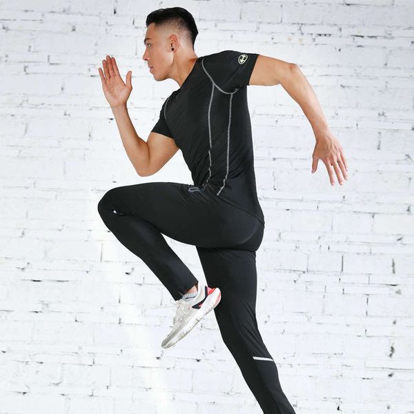 

men's sportswear gym tracksuits tights running quick dry training three piece suit, Gray