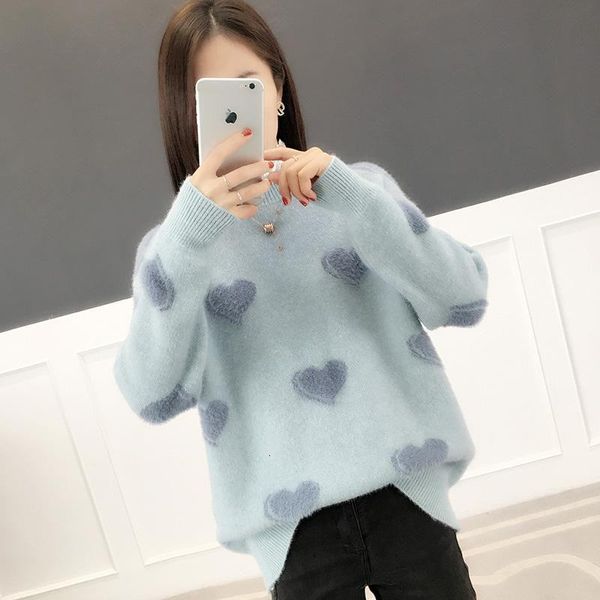 

2021 new autumn winter women sweet lace turtleneck thick knitted pullover sweater female cute loose tricot jumper pull femme k127hyno, White;black