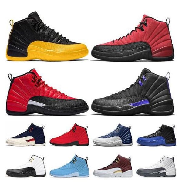 

12 university gold men basketball shoes 12s jumpman fiba dark grey concord game royal wings mens trainer sports sneakers 7-13