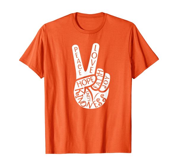 

unity day orange peace hand sign kindness anti bullying t-shirt, White;black