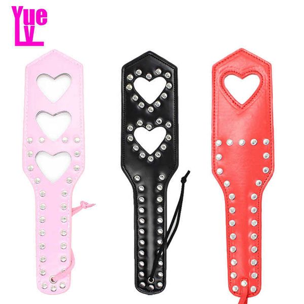 Yuelv Leather Spanking Paddle Heart Heart Fetish Fetish Fetish Fetish Bondage Restraint Ass Flogger Knout Jogo Adulto Produtos do Sexo X0603