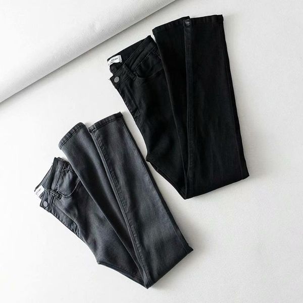 

women's jeans grey black woman skinny slim wrap stretch denim pants femme, Blue