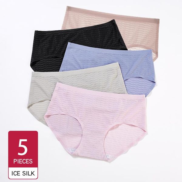 

women's panties 5/7pcs set underwear cotton panty female underpant solid color intimates women seamless lingerie -xl, Black;pink