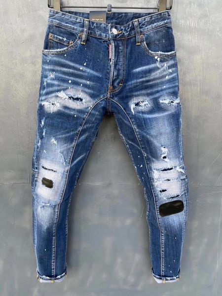 

men's jeans pants design cool men slim denim trousers blue hole for t151