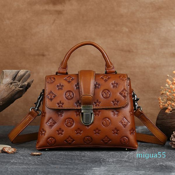 Luxo pequeno quadrado saco de couro genuíno bolsa fêmea primeiro camada de couro bolsas de tendência retro estilo sacos de ombro