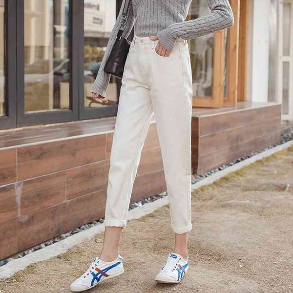 

cotton white jeans woman high waist skinny jeans woman plus size mom black spring beige blue