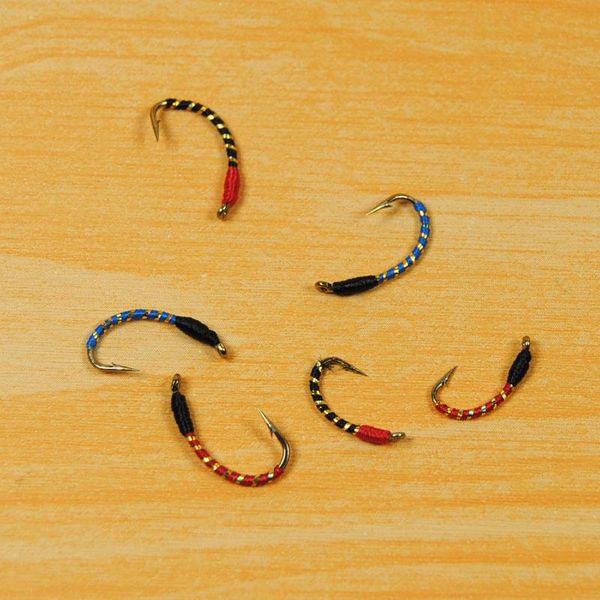 

fishing hooks [10 pcs] #12 #10 #14 red black blue buzzer nymph for trout / saltwater sabiki rig making baits hegene lure