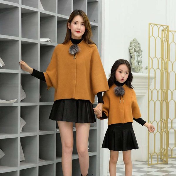 

foreign 2021 shawl new sle fashion sweater women's girl's skirt net red parent child drs autumn and winter thickened cape, Blue