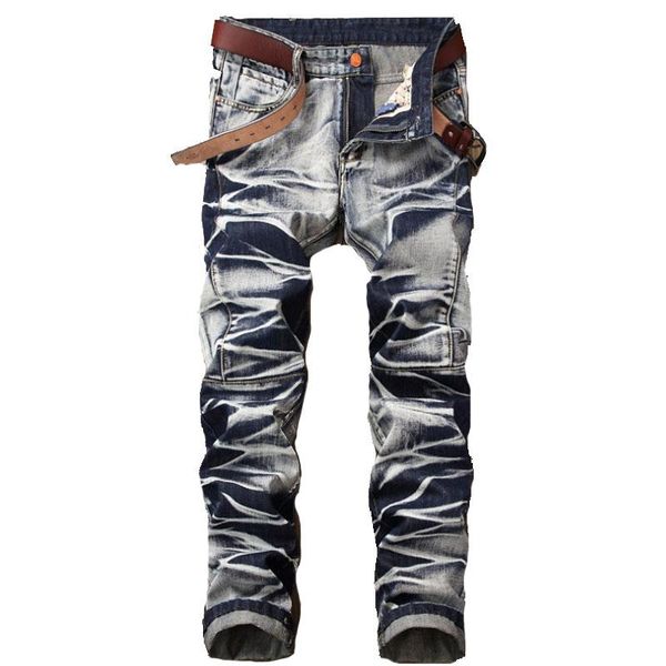 

men's jeans four-color trousers straight retro pants, Blue