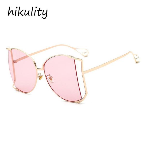 

white sunglasses brand sun eye pearl new leg eyewear hollow clear women's alloy 2021 glasses oversized men female cat pink twjni iqljt, White;black