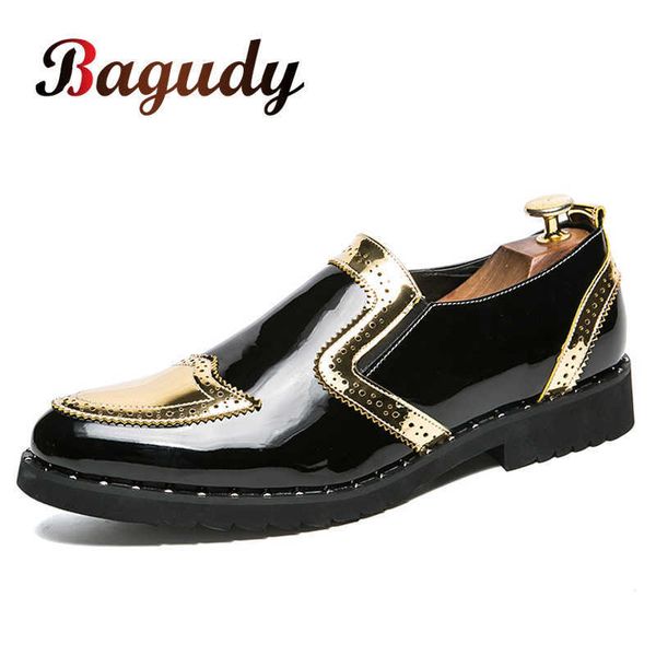 

men leather dress shoes oxfords flats formal shoes fashion classic business dress british style men's brogue shoes big size38-48 210619, Black