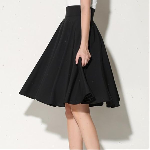 

black white midi skirts womens summer high waist pleated skirt skater vintage saia feminina longue femme plus size skirt