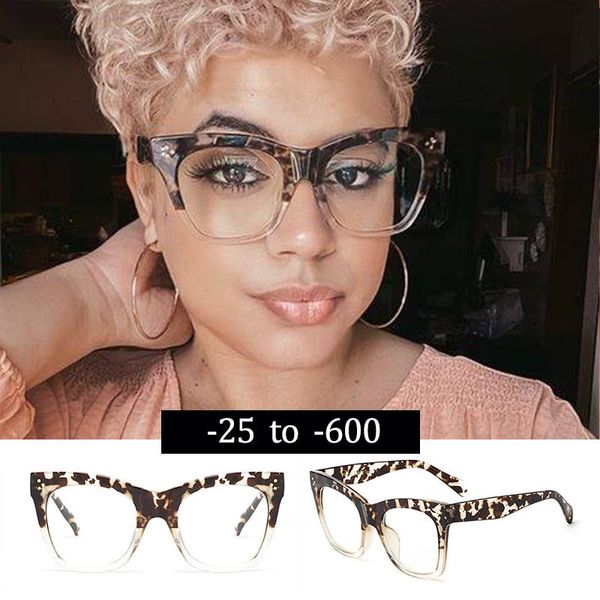

sunglasses myopia glasses women leopard square vintage transparent optics eyeglasses frames fashion prescription spectacles 0 to - 6.0, White;black