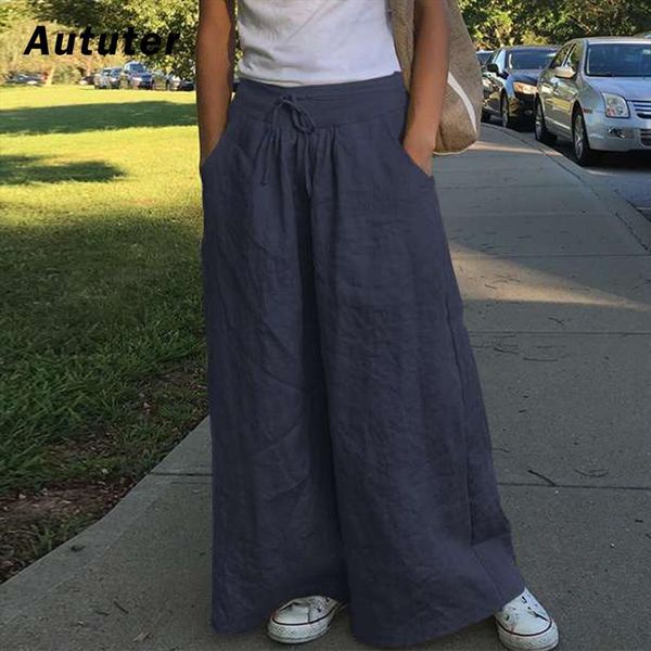 

plus size wide leg womens pants summer cotton linen high waist ankle length trousers black blue ladies casual s 5xl, Black;white