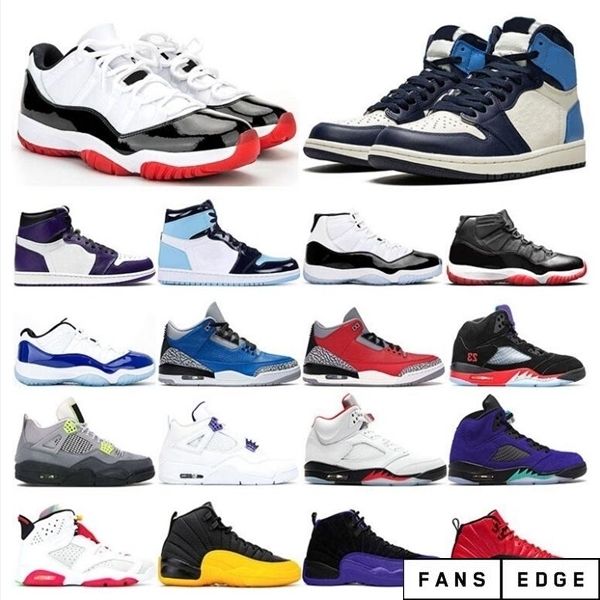 

mens basketball shoes 1s unc obsidian varsity royal 4s court purple 5s alternate grape 11s white bred concord sports sneaker trainer fashion