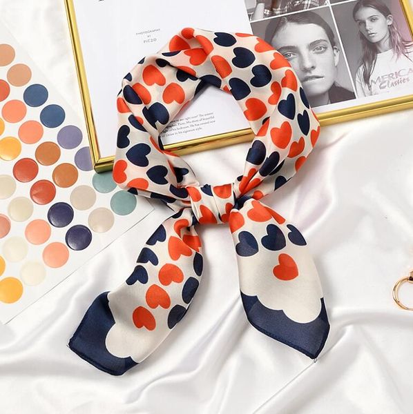 

sweet hearts printed square scarf women bandana hairband lady head wraps female shawl fashion neckerchief, Blue;gray