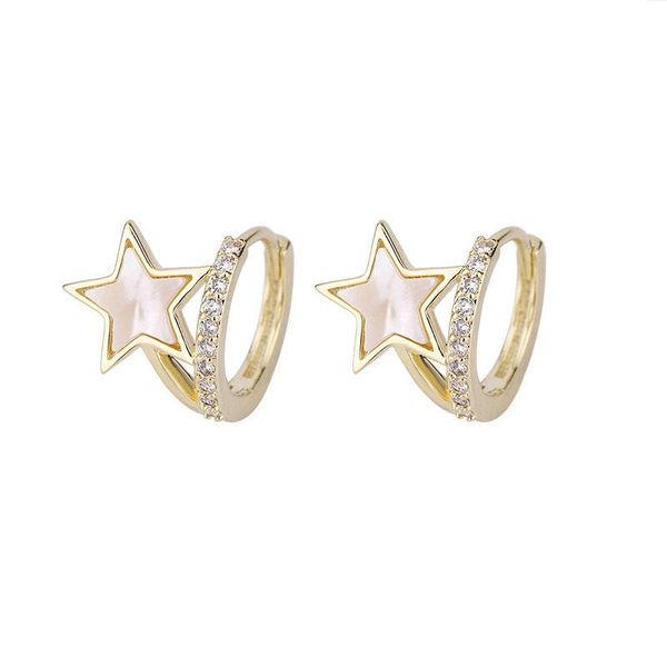 

hoop & huggie trend 2021 ear jewelry star shell women's earrings metal gold color geometric romantic girls gift fashion kce064, Golden;silver