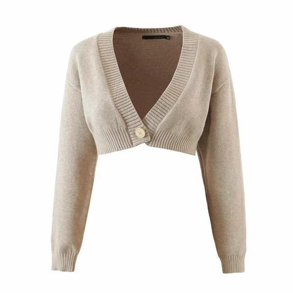 

women's knits & tees fashion women solid color single button knit cardigan v neck long sleeve crop sweater female autumn outerwear or s, White